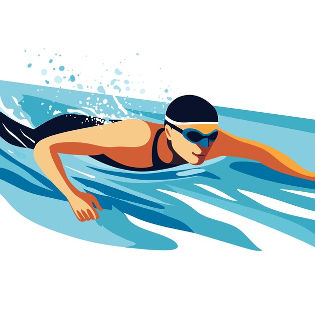 Vector a man swimming laps in a pool