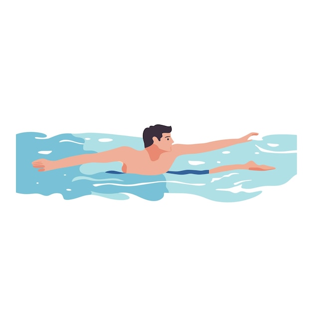 Vector a man swimming laps in a pool