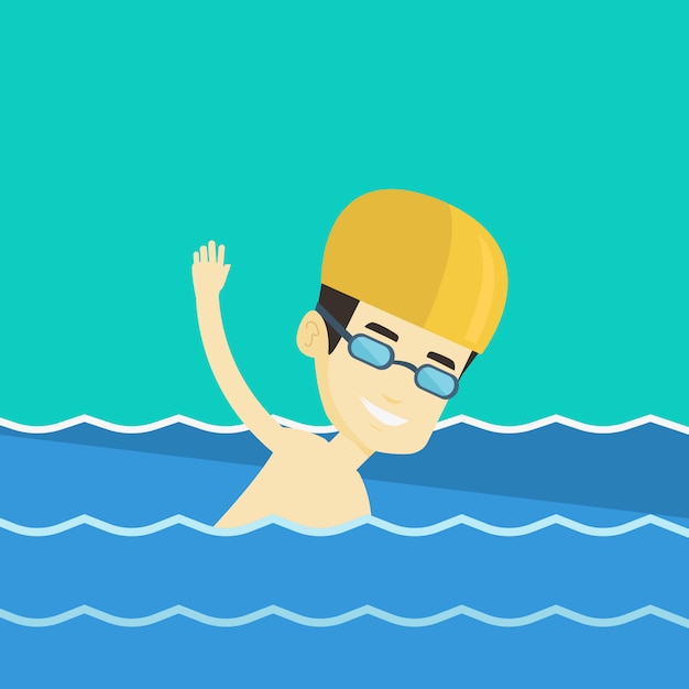 Man swimming vector illustration.