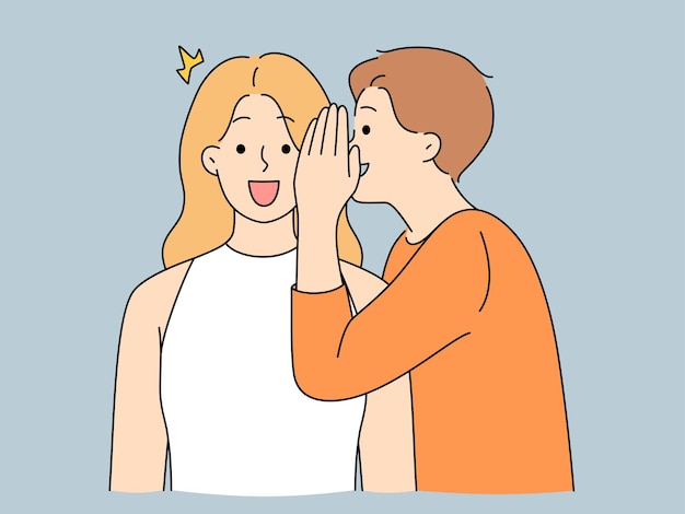 Man telling gossip to excited woman