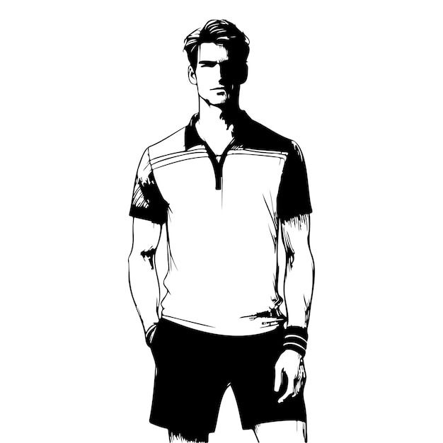 Vector man in a tennis shirt and shorts