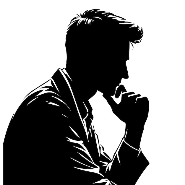 Man thinking vector silhouette vector