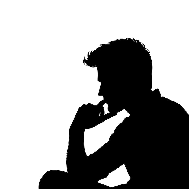 Man thinking vector silhouette vector