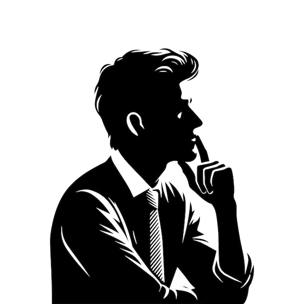 Man thinking vector silhouette vector