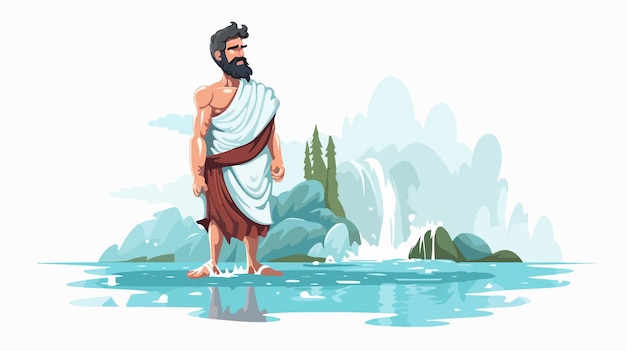 Man in Toga 2D Flat Cartoon Vector Illustration