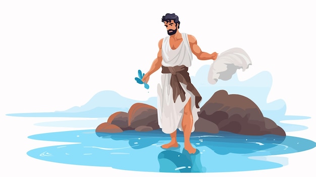 Man in Toga 2D Flat Cartoon Vector Illustration