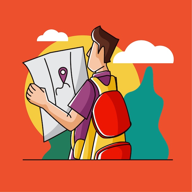 man traveling with a map