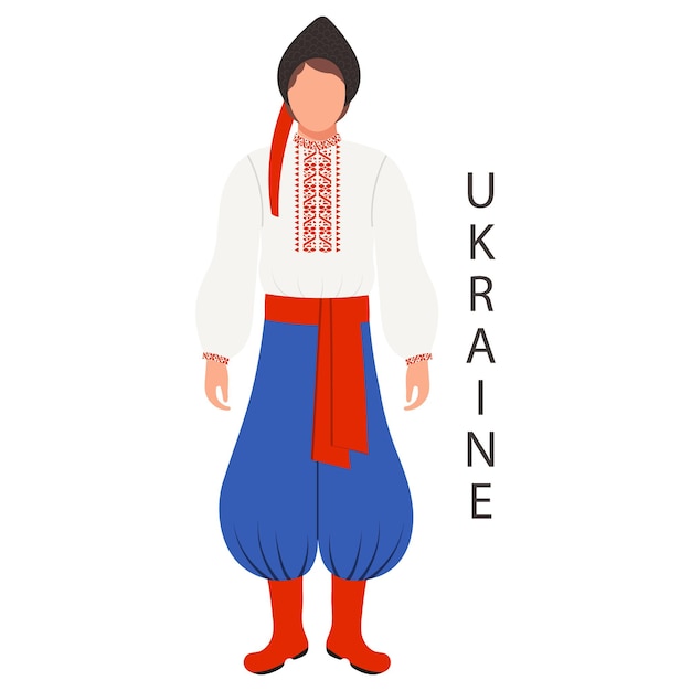 A man in Ukrainian national traditional costume Culture and retro traditions of Ukraine