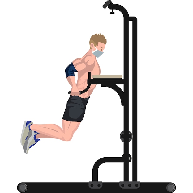 Man using pull up fitness equipment illustration