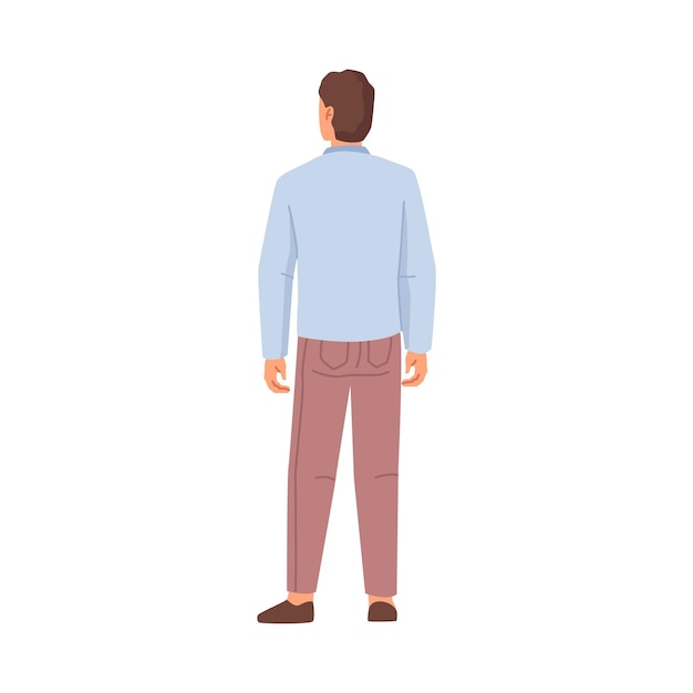 Man view from behind flat cartoon character