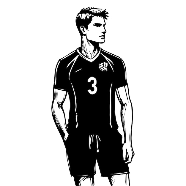 Vector man in volleyball jersey and shorts