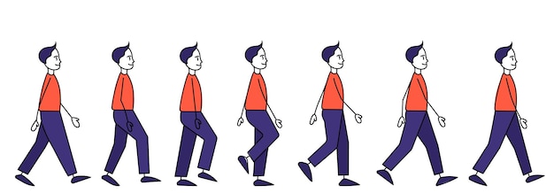 man walking in different poses simple figure sketch vector