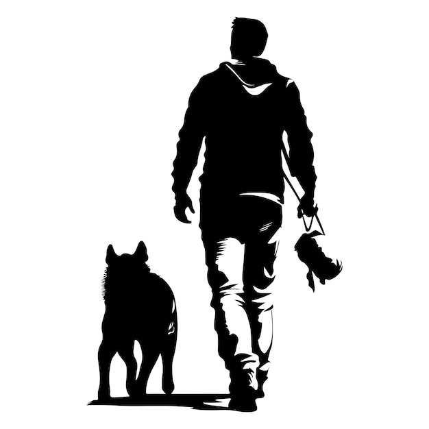 A man walking with a dog on a leash