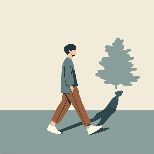 Vector a man walks past a tree and a man is walking