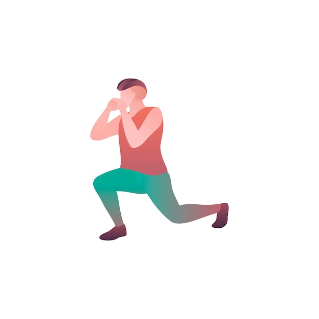 A man warming up in the gym a flat vector illustration