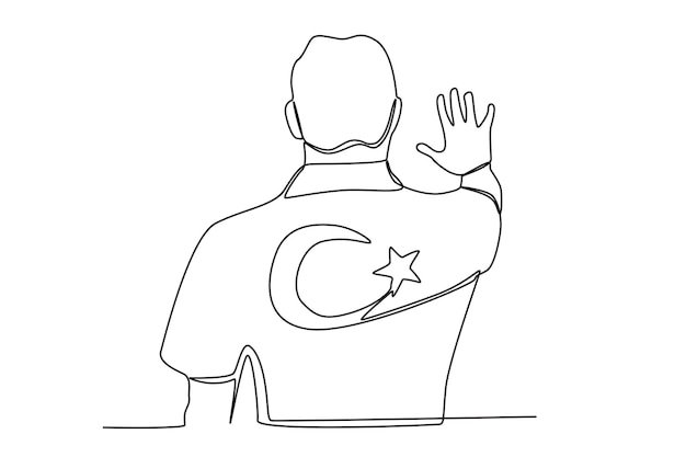 A man wearing a 15 Temmuz symbol 15 Temmuz oneline drawing