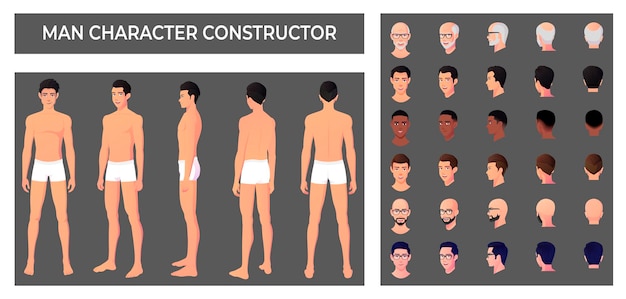 Man wearing Boxers Character Creation with Various Races and and Ethnicities for Anatomy mockups