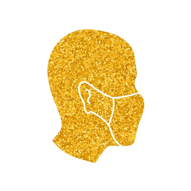 Man wearing face mask drawing in gold color style