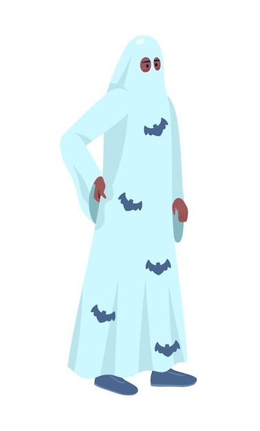 Man wearing ghost costume semi flat color vector character