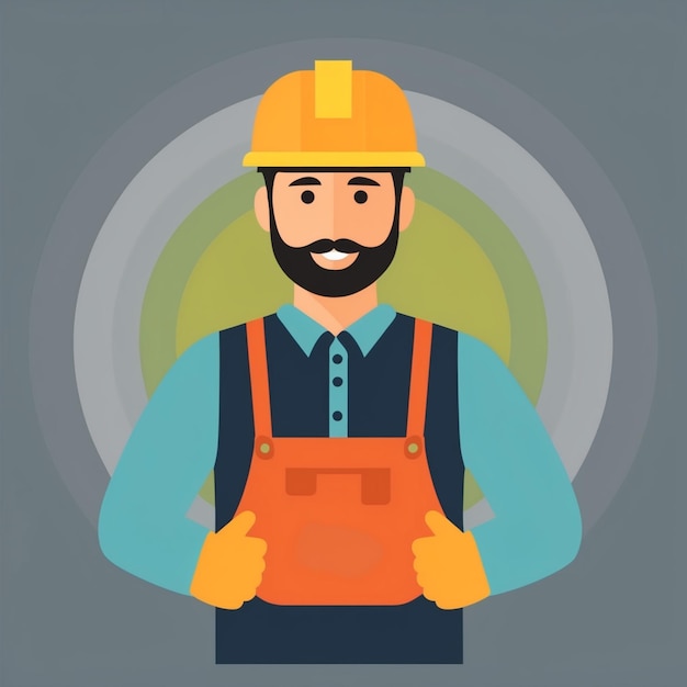 a man wearing a hard hat is holding a piece of wood