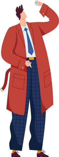 Vector man wearing red jacket blue tie blue checkered pants holding bottle cigarette hand isolated