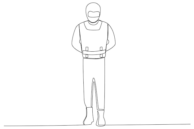 A man wearing a terrorist outfit Antiterrorism day one line drawing