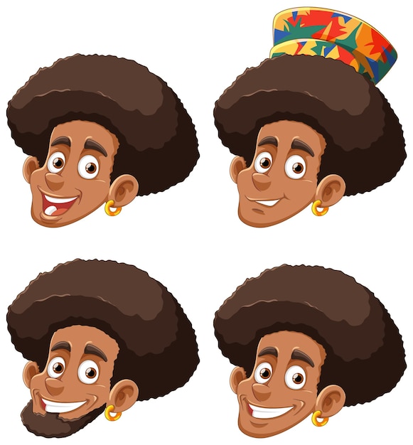 Vector man with afro hairstyle vector collection