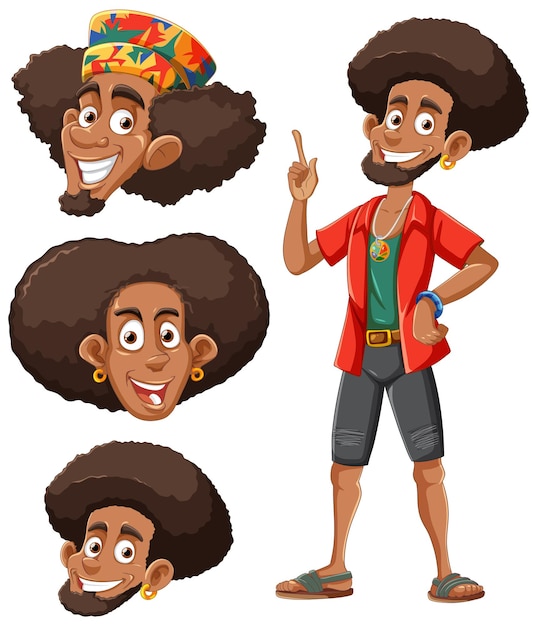 Vector man with afro hairstyle vector collection