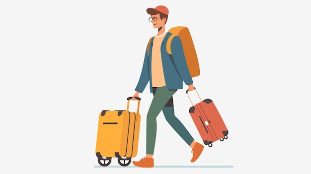 Vector man with baggage illustration vector on white background