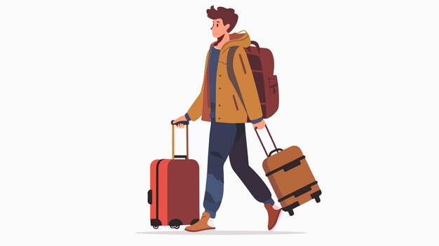 Vector man with baggage illustration vector on white background