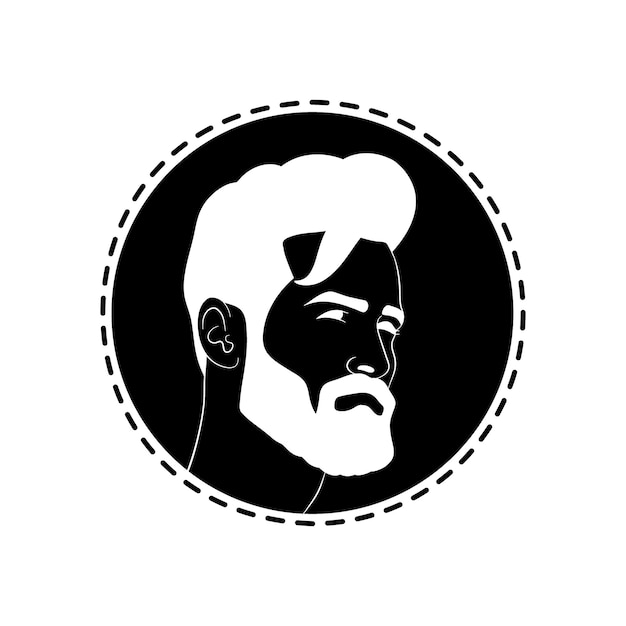 A man with a beard barber shop logo icon