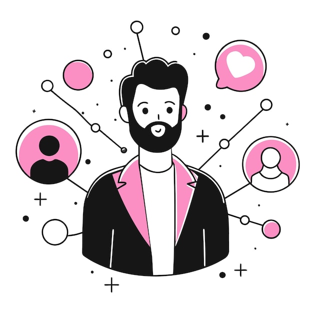 Vector a man with a beard business illustration