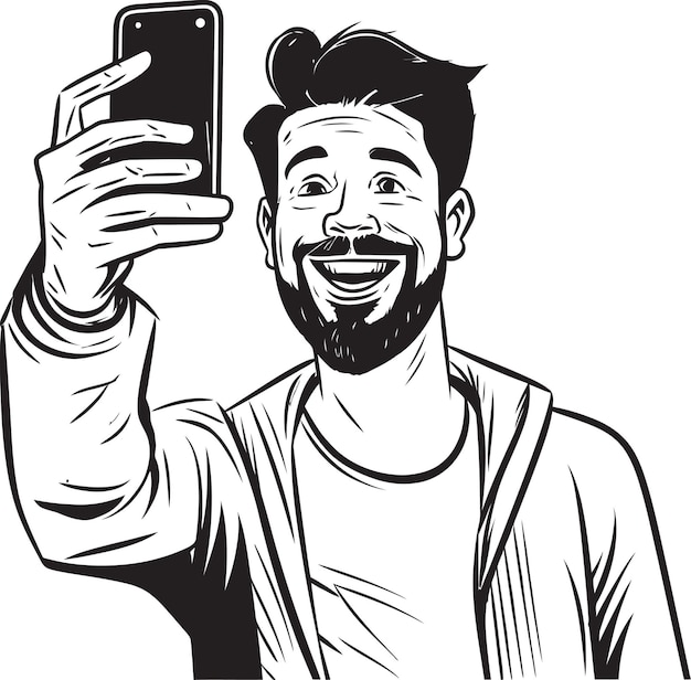 a man with a beard and a mustache is taking a selfie