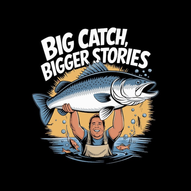 a man with a big fish on his shoulders is holding a fish