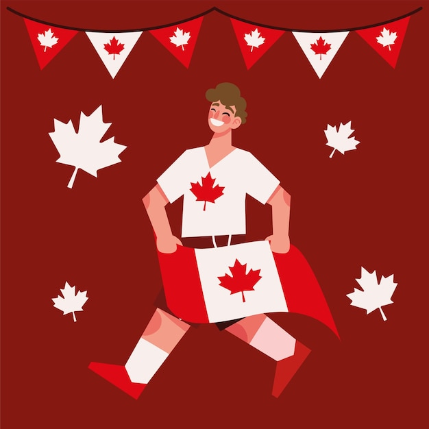 Man with canadian flag