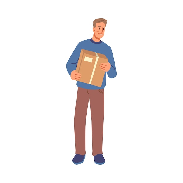 Man with carton box carrying personal stuff