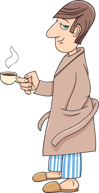 man with coffee cartoon