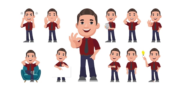 Man with different poses vector