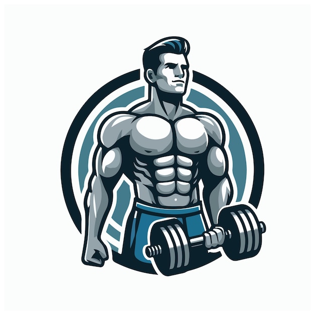 a man with a dumbbell that says  bodybuilder