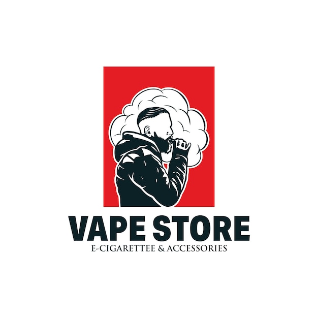 A man with electronic smoke logo design inspiration