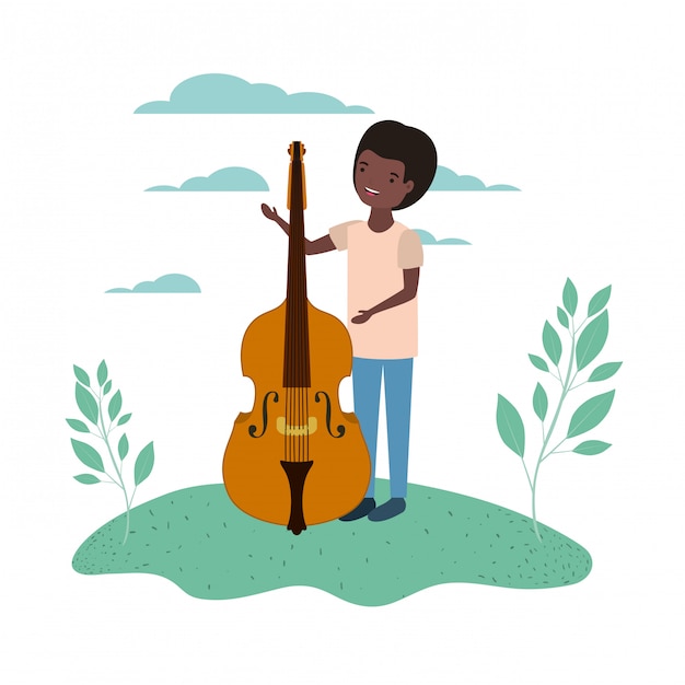 Man with fiddle in landscape avatar character