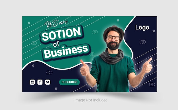 a man with glasses and a picture of a business card that says  we are giving a thumbs up