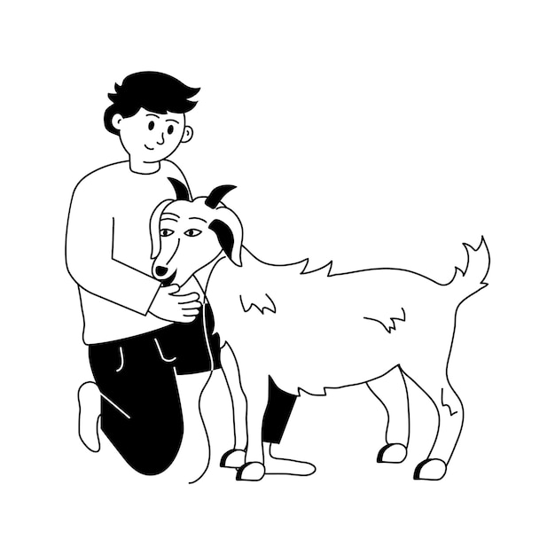 A man with goat character illustration eid ul adha illustration