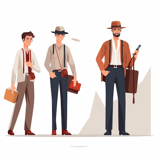 Vector a man with a gun and a man in a hat and a hat