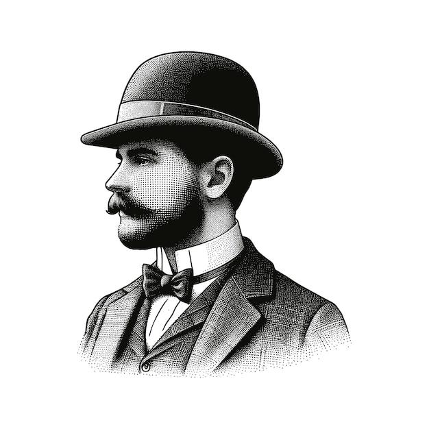 a man with a hat and a bow tie is shown