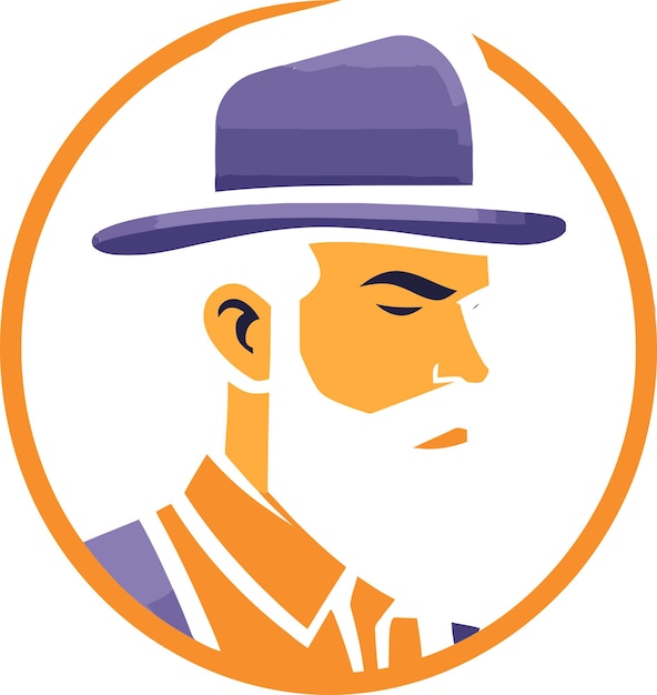 Vector a man with a hat and a hat is shown with an orange circle