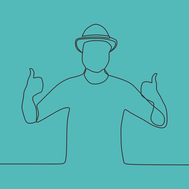 Man with hat oneline continuous single line art