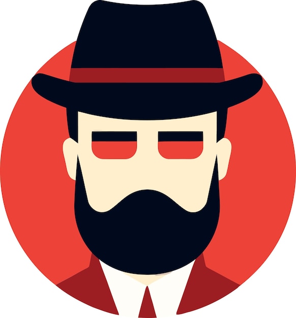 Vector a man with a hat and a red background with a red circle behind him