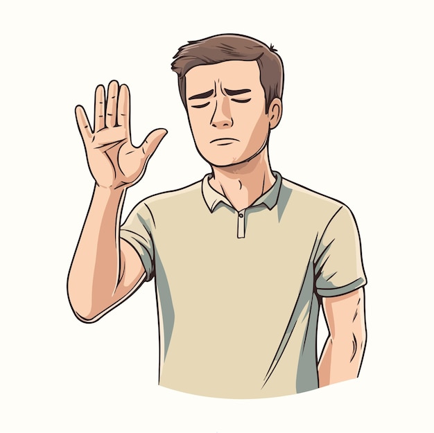 Vector a man with his hands on his head flat illustration