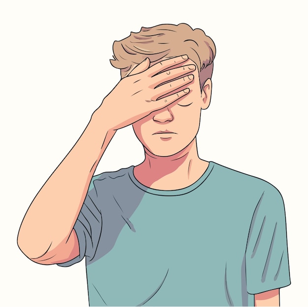 A man with his hands on his head Flat illustration